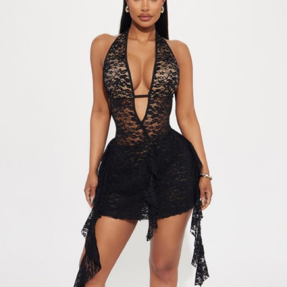 Aurore Lace Mini Dress - Black - FASHION NOVA